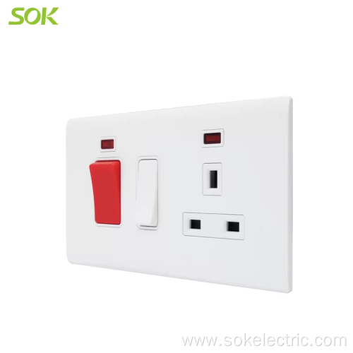 45A250V Double Pole Switched Cooker Unit Outlet